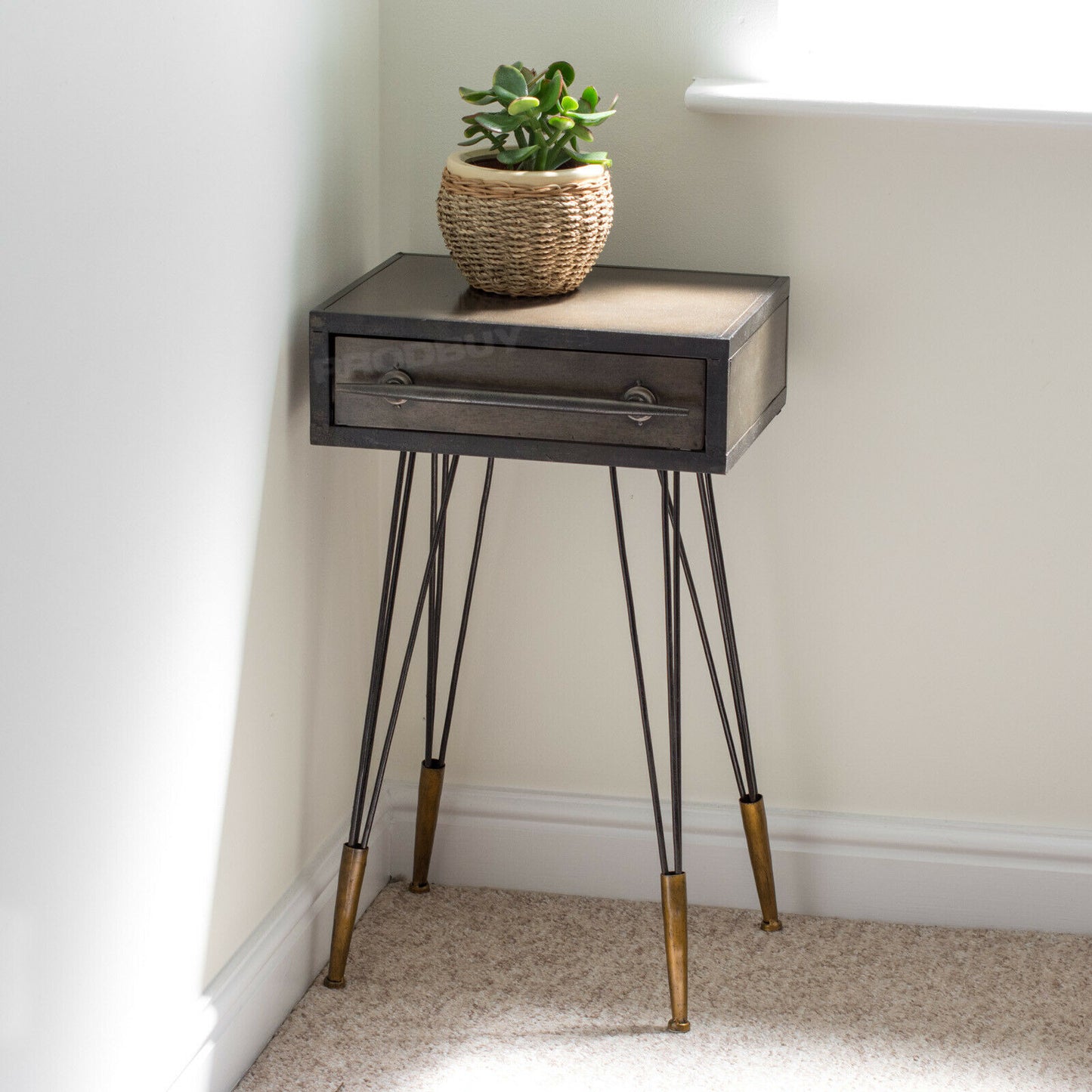 Vintage Industrial Bedside Table Rustic Retro Design