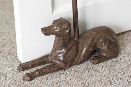 Whippet Cast Iron Heavy Door Stop with Handle