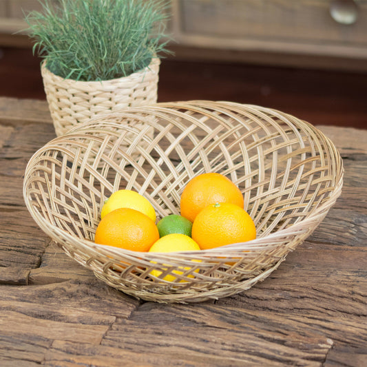 Round Coconut Leaf Woven Fruit Bowl 37cm