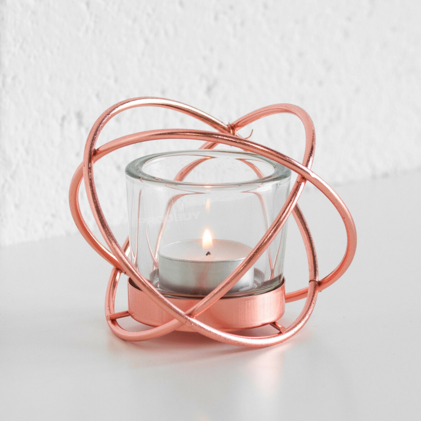 Set of 2 Copper Wire Glass Tealight Candle Holders