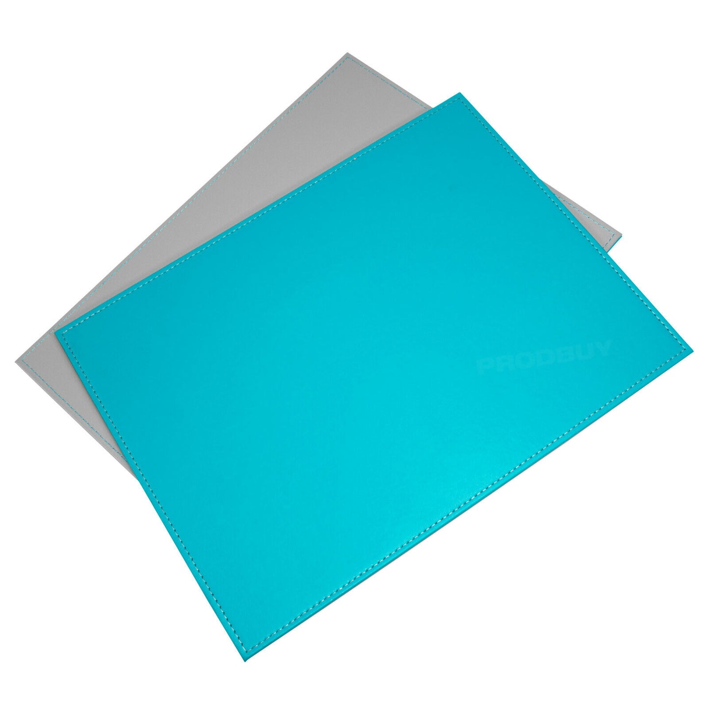 Freeform Reversible Placemats Turquoise Grey 40cm Large Faux Leather