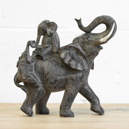 Climbing Elephants Family Ornament 25cm Resin Sculpture