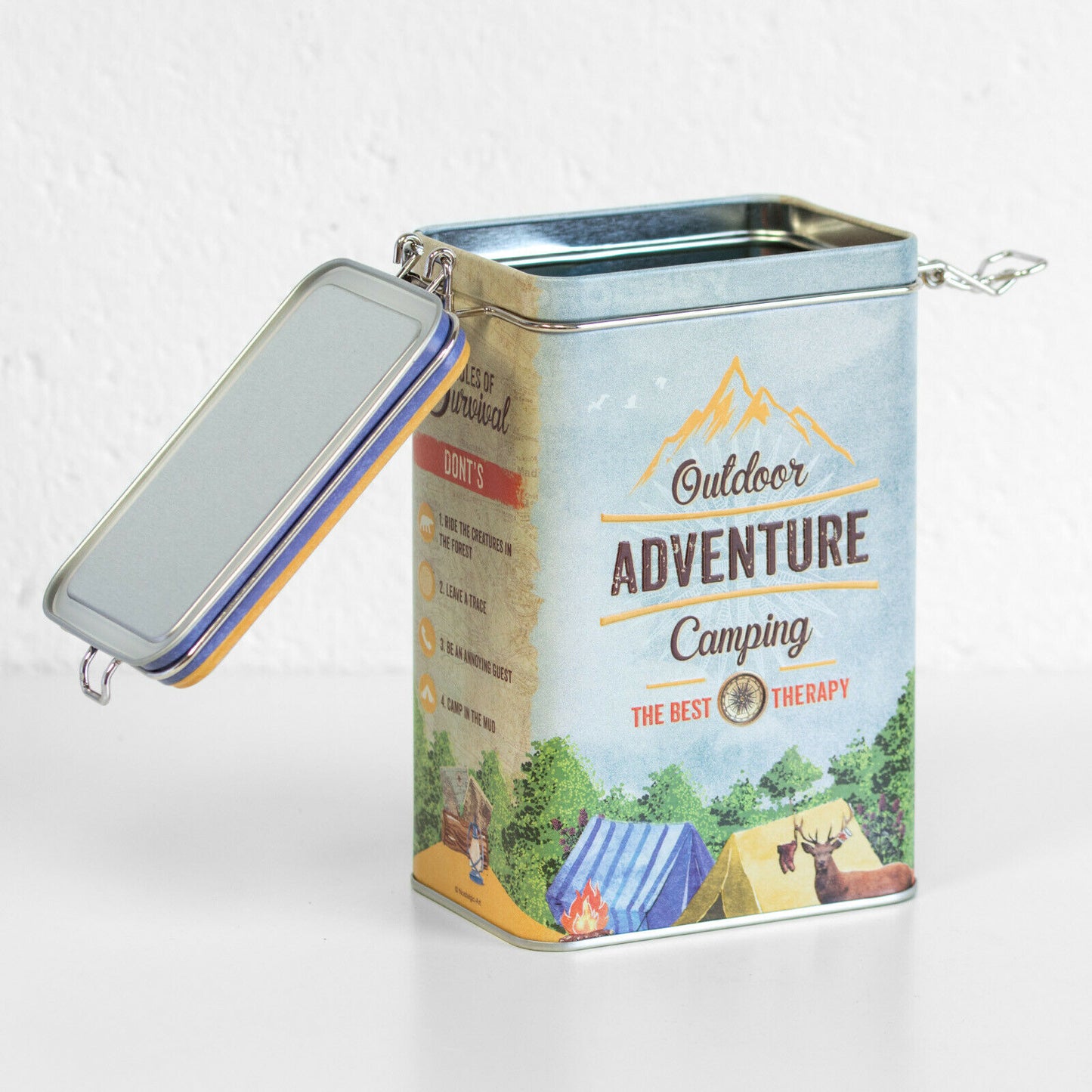 Retro 'Outdoor Adventure Camping' 1.3 Litre Storage Tin