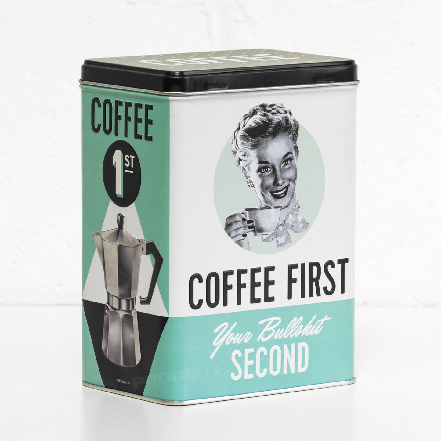 Retro 'Coffee First' 3 Litre Metal Storage Tin