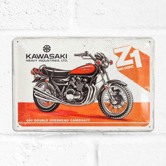 Kawasaki Z1 900 Retro Metal Vintage Motorbike Sign 30cm Tin Wall Art Plaque Gift