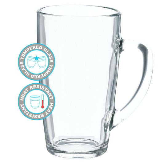 Tall 400ml Glass Latte Coffee Mugs