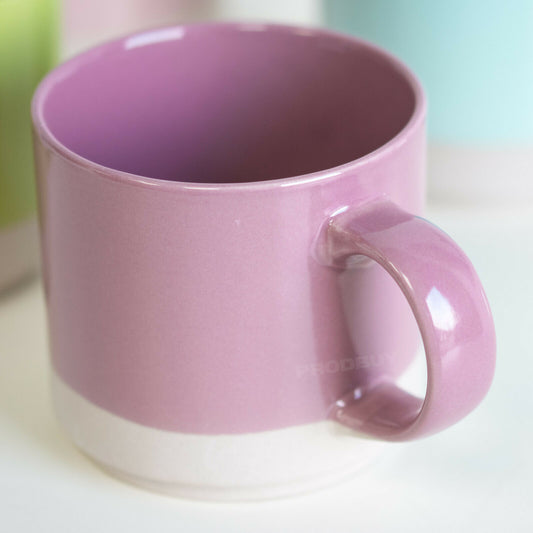 Set of 4 Two Tone Colour Ceramic Stackable Mugs