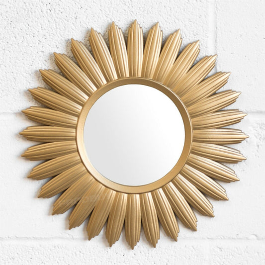 Gold Sunburst 40cm Round Small Round Wall Mirror
