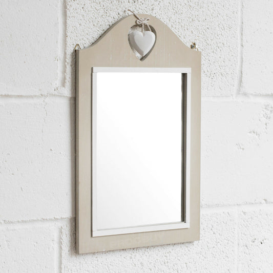 Hanging Heart Wall Mirror Distressed Appearance