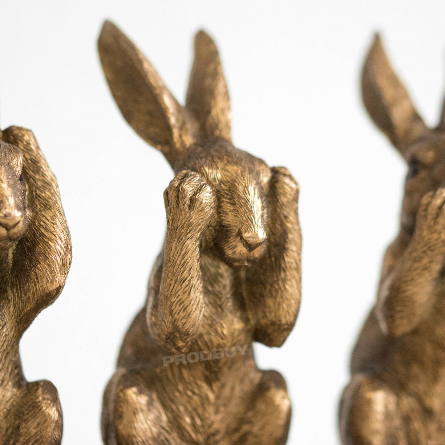 Bronze 3 Wise Hares Ornament See Speak Hear No Evil