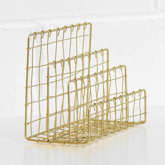 Gold Wire Letter Rack 3 Compartment