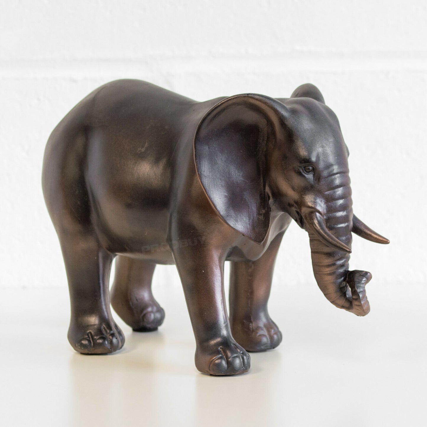 Wild Elephant Ornament Standing 30cm Bronzed Resin
