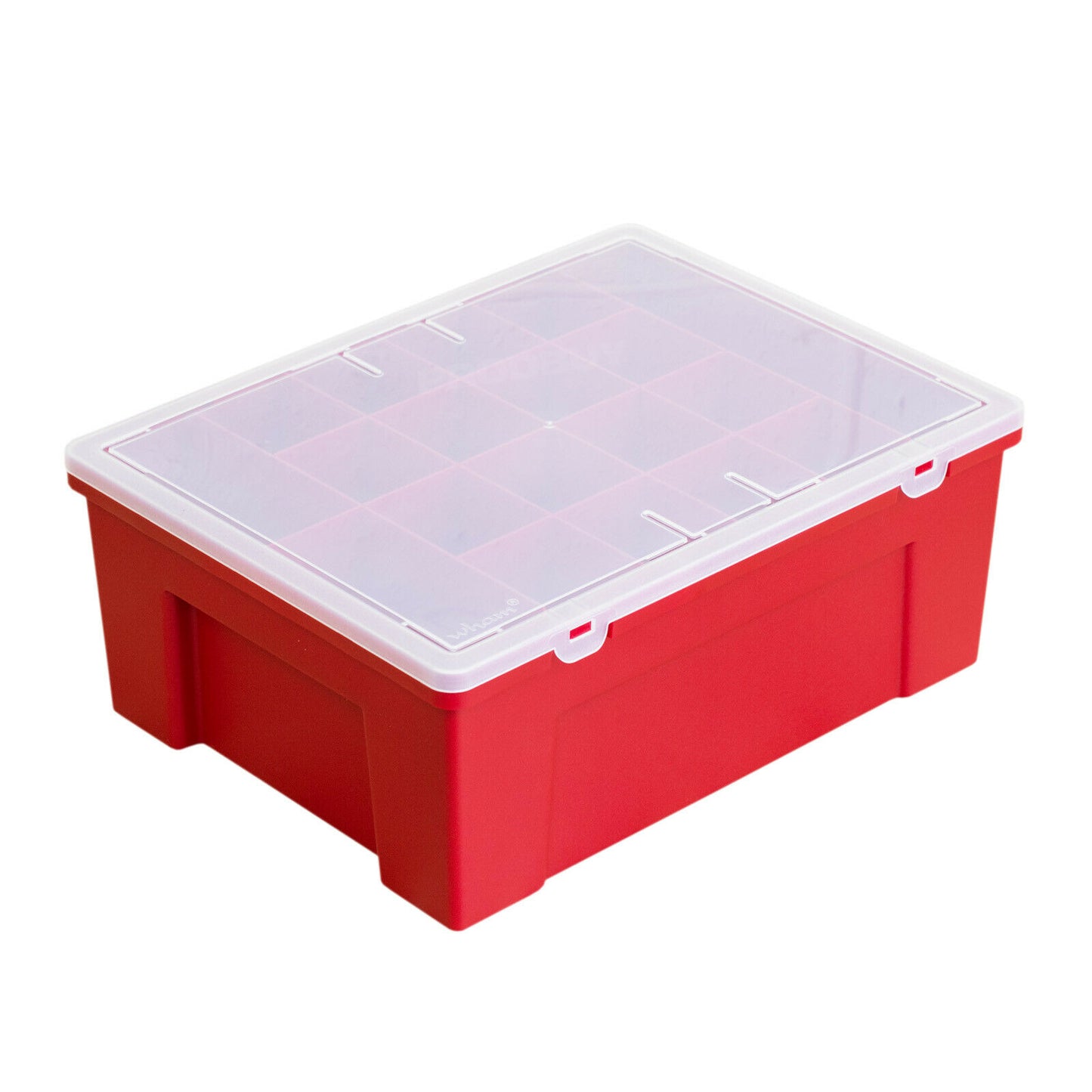 19 Part Rectangular Red Plastic Organiser Box Storage Caddy
