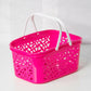 Plastic Storage Basket With Folding Handles