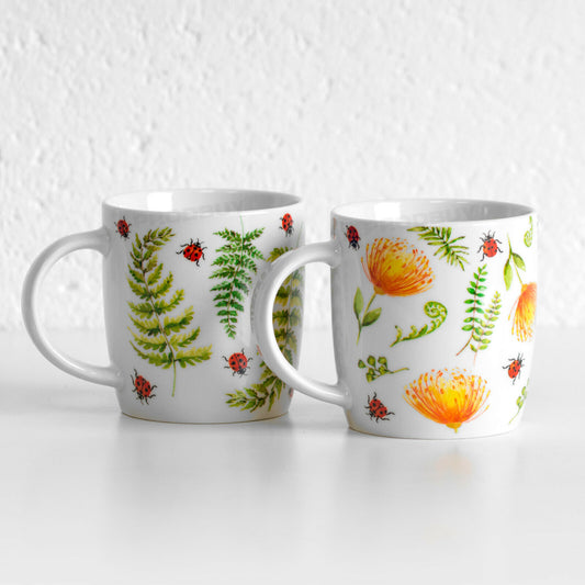 Set of 2 Floral Ladybird Coffee Mugs