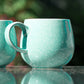 Set of 2 Teal Blue Reactive Glaze Mugs 370ml Fine Stoneware