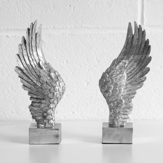 Large Silver 10" Pair of Angel Wings Bookends