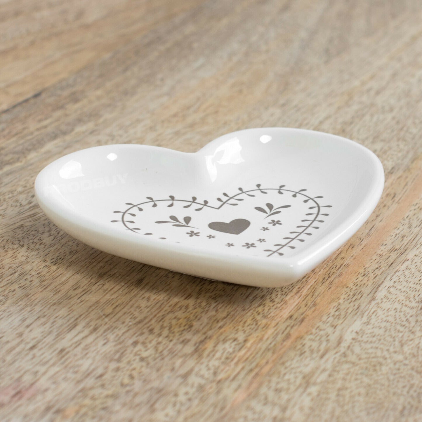 Rustic Floral Heart Ceramic Teabag Tidy