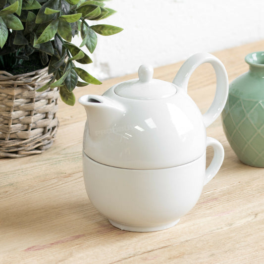 300ml Glazed White Porcelain Tea for One Set Small Teapot