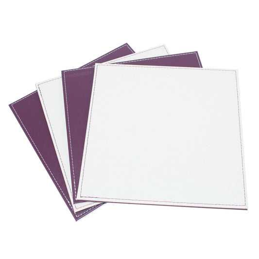 Set of 4 Purple & White 25cm Square Faux Leather Placemats