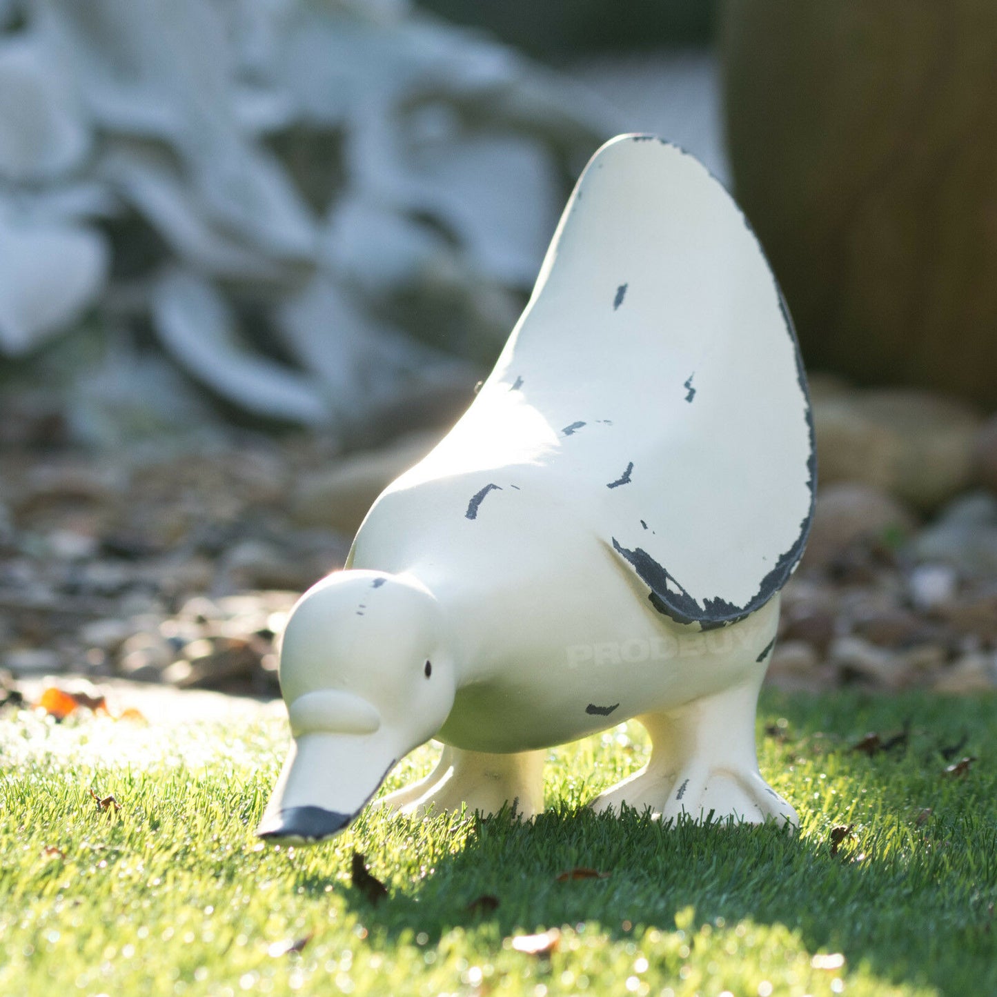 White Drinking Garden Duck Ornament