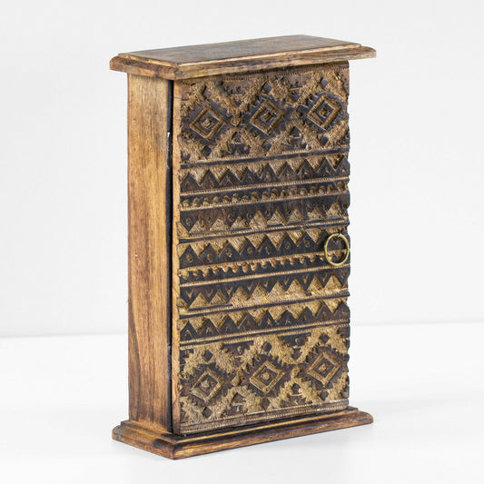 Mango Wood Brown Key Box Wall Mounted 6 Hook