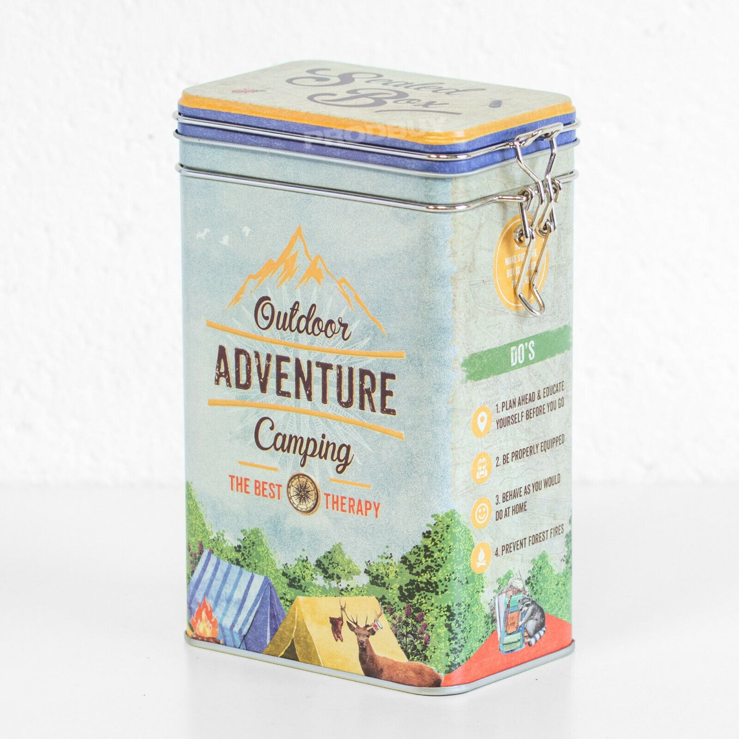 Retro 'Outdoor Adventure Camping' 1.3 Litre Storage Tin