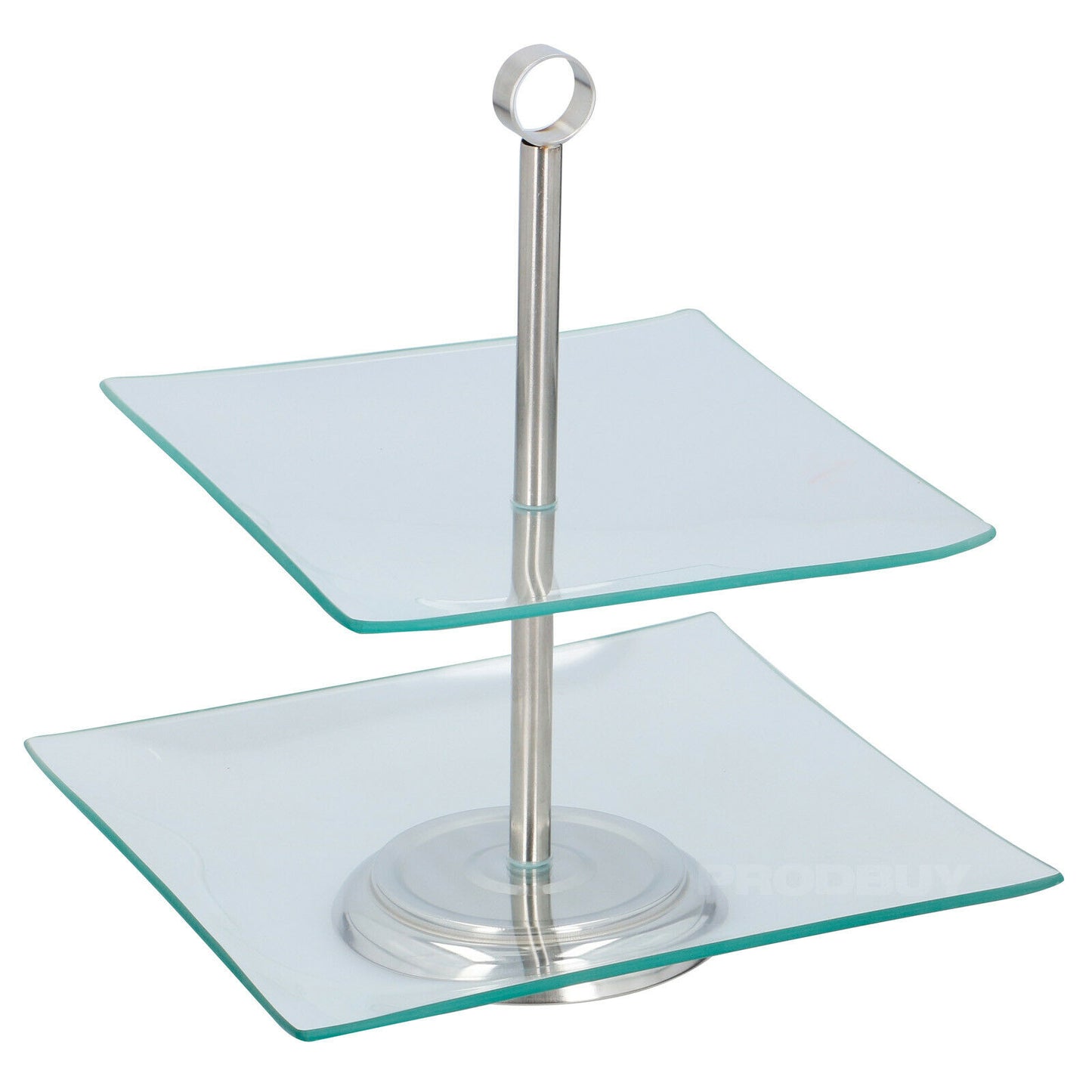 Square 2 Tier Cake Stand Clear Glass