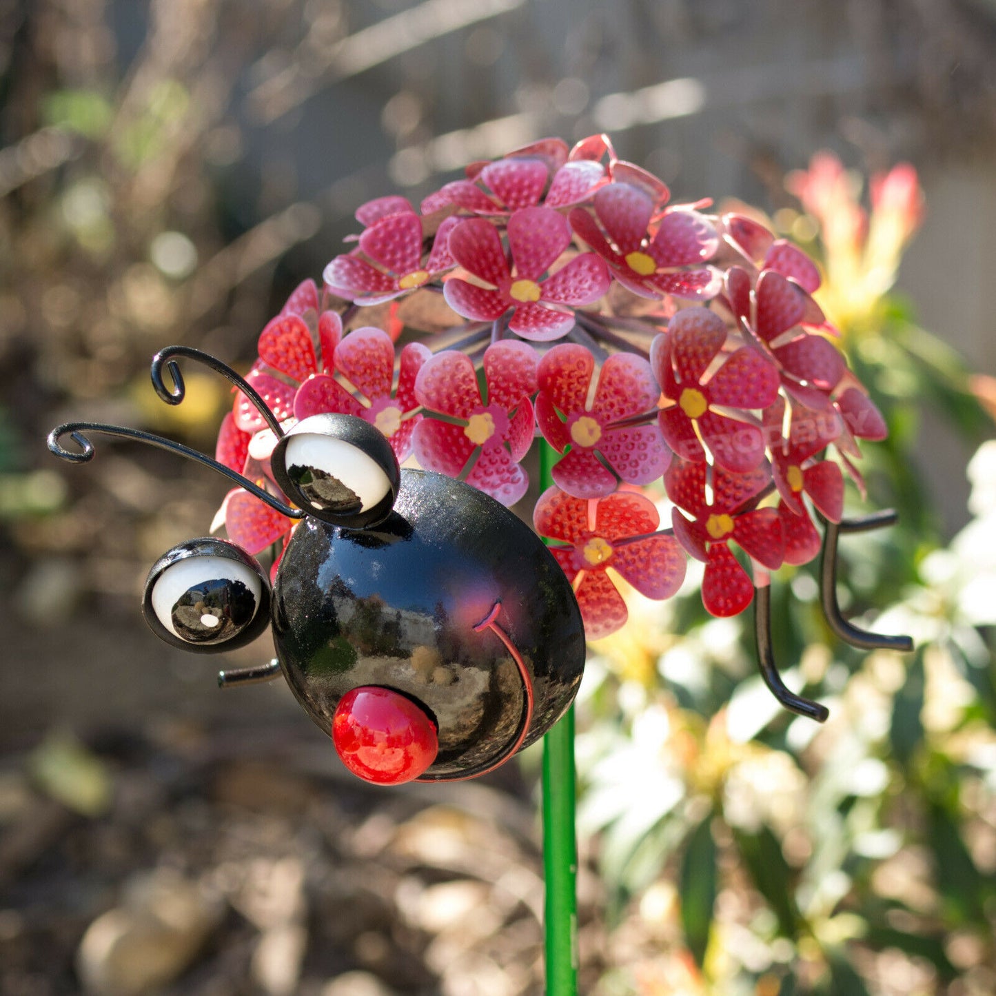 Tall Metal Ladybird Garden Stake Ornament