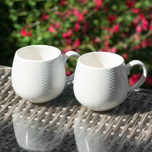 Set of 2 Mason Cash Grey Embossed Chevron Large Mugs