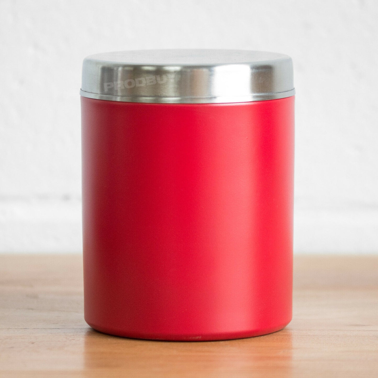 Red 2 Litre Round Metal Biscuit Jar Cookie Storage Tin