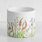 White Floral Round Indoor Ceramic House Plant Pot