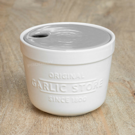 Garlic Store Glazed Ceramic Storage Pot With Grater Lid