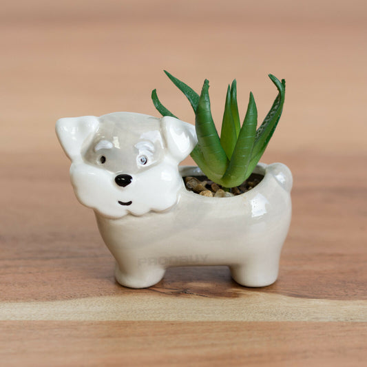 Miniature 8cm Artificial Succulent House Plant Schnauzer Dog Ornament