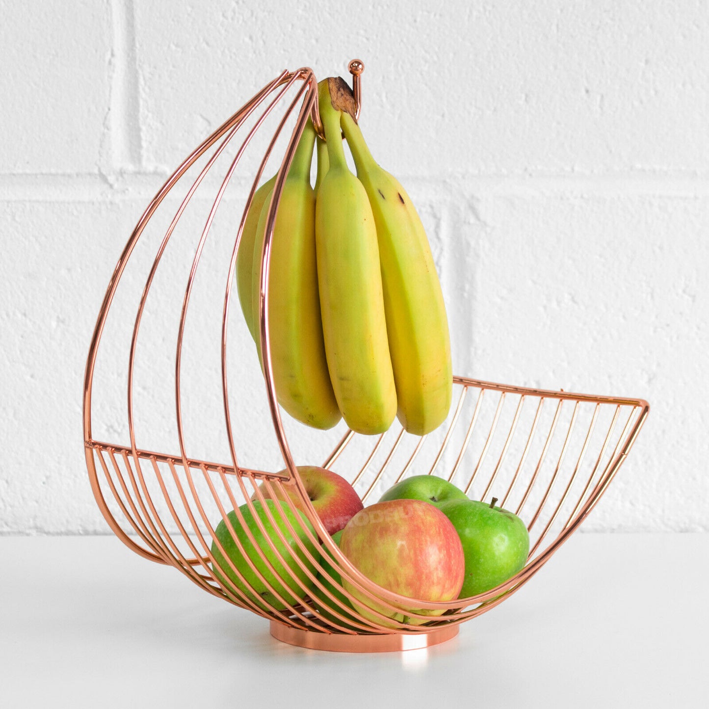Copper Metal Fruit Bowl Basket With Banana Hook Hanger