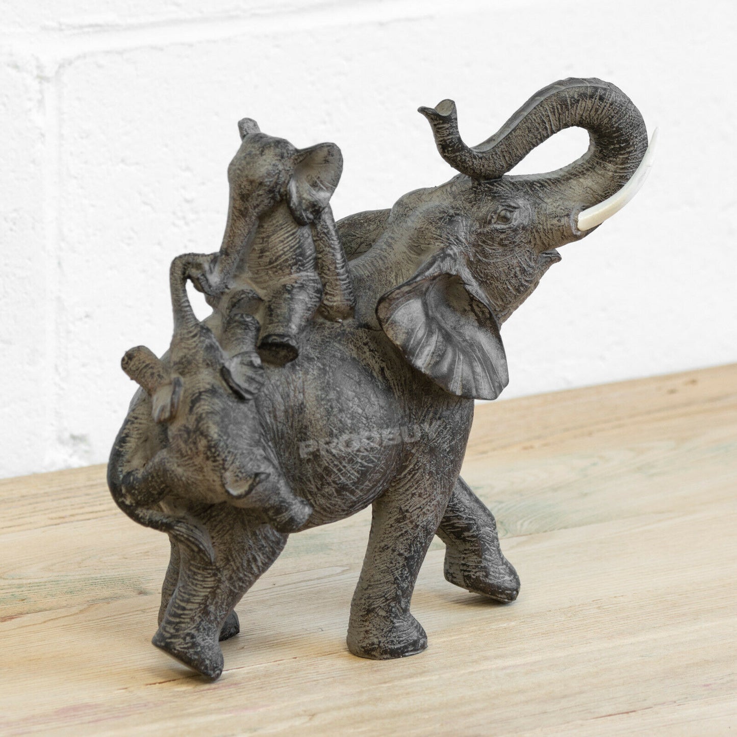 Climbing Elephants Family Ornament 25cm Resin Sculpture