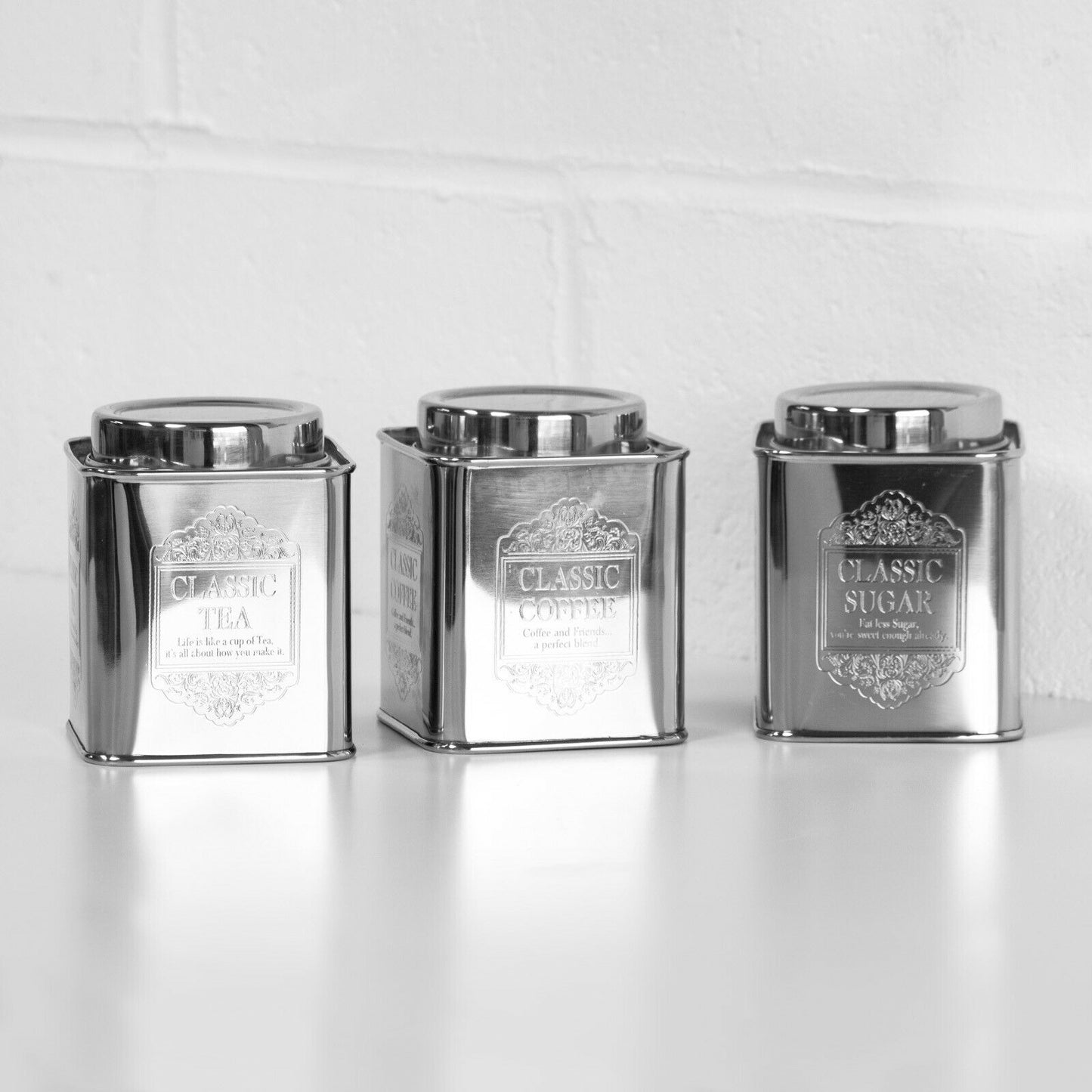 Stainless Steel Chrome Tea Coffee Sugar Canisters Harbour