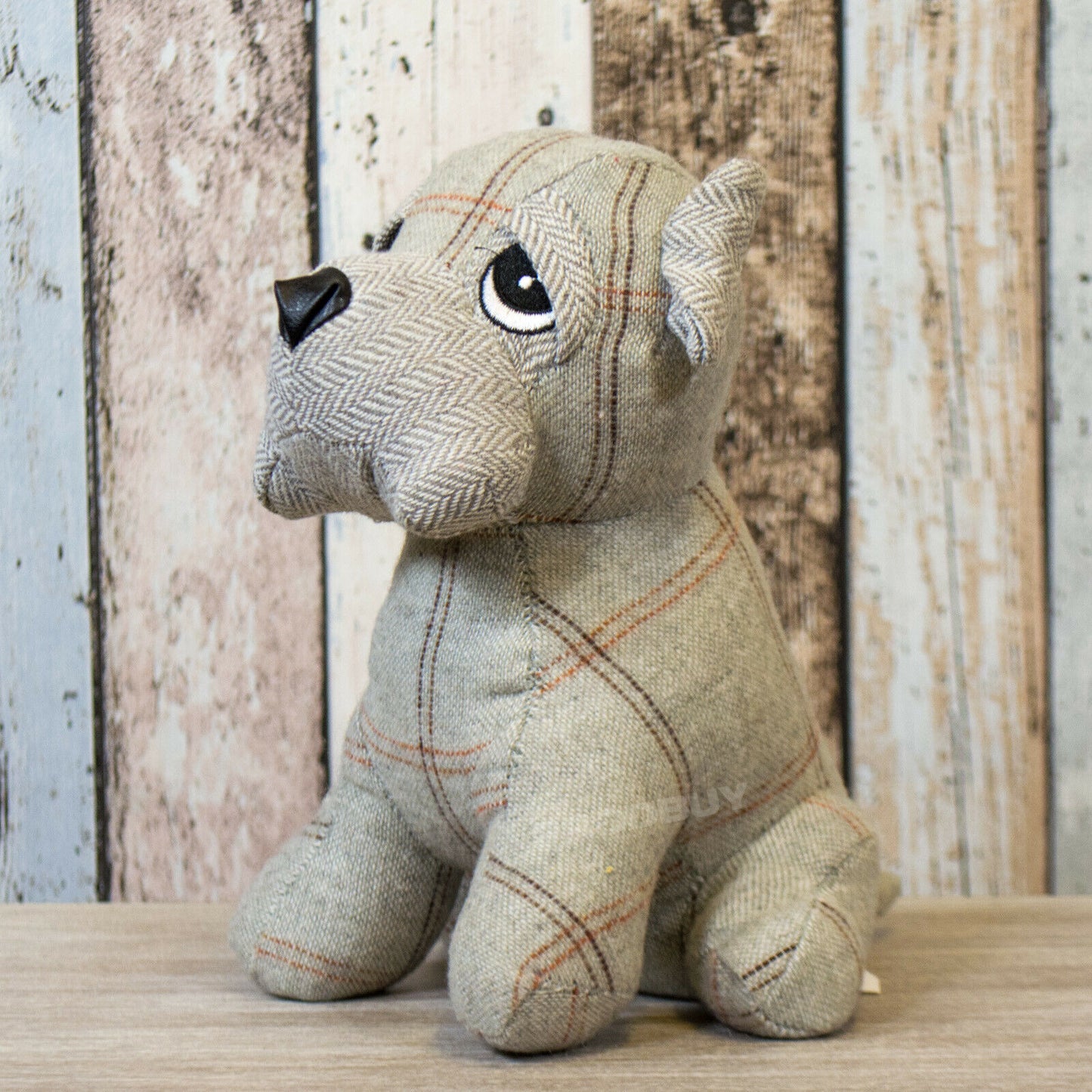 Novelty Gingham Bulldog Fabric Dog Door Stop