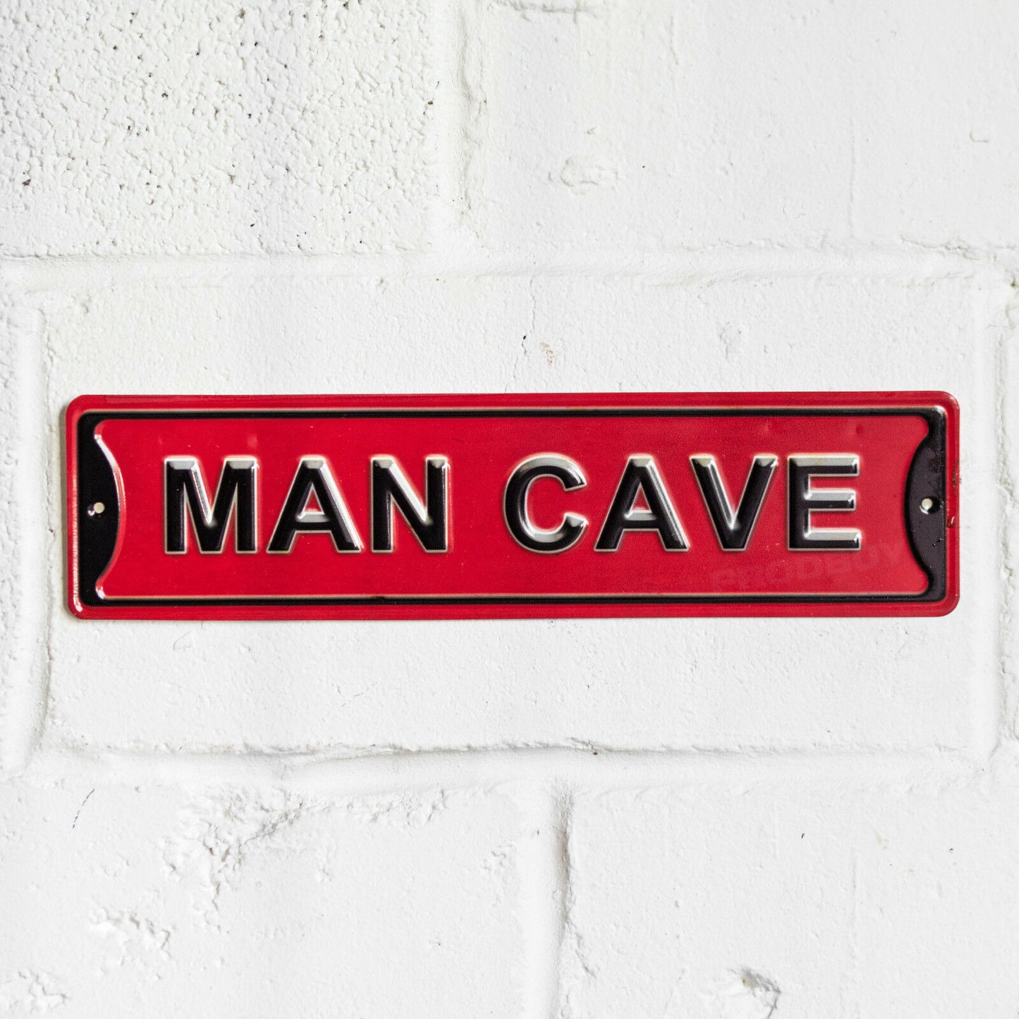 'Man Cave' Red & Black 40cm Metal Wall Sign