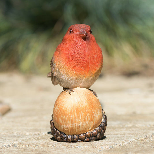 Robin On Acorn Small Realistic Bird Ornament