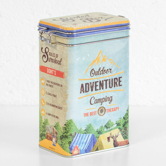 Retro 'Outdoor Adventure Camping' 1.3 Litre Storage Tin