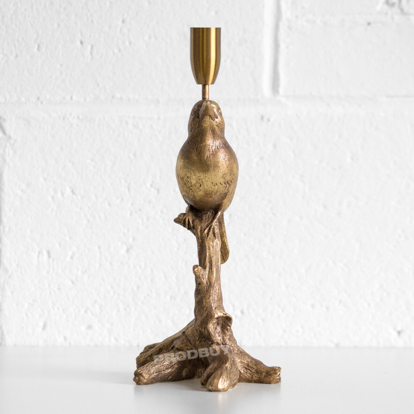 Resin Bird on Tree Branch Tapered Candle Holder