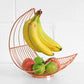 Copper Metal Fruit Bowl Basket With Banana Hook Hanger