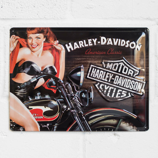 Harley Davidson Vintage Motorbike Tin Sign 40cm Garage Wall Art Gift