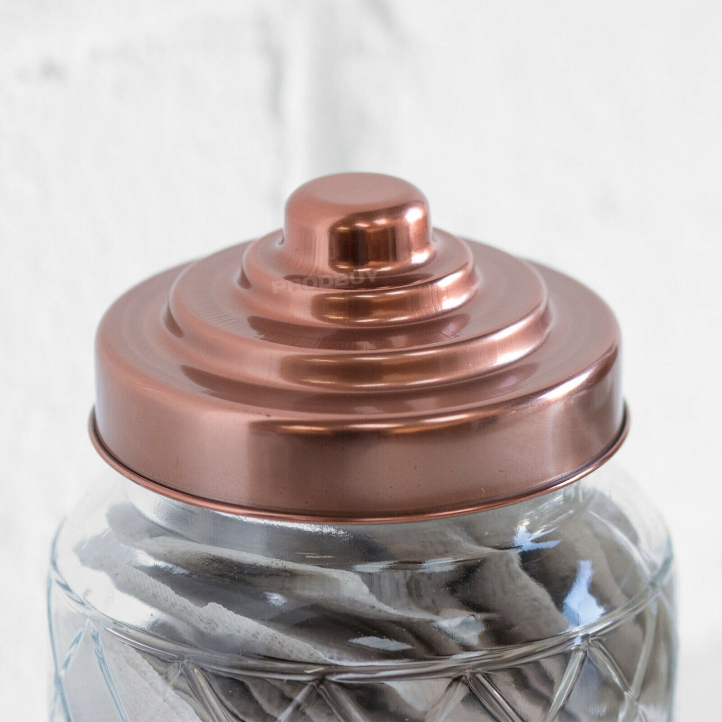 Glass Lattice 1 Litre Storage Jar with Copper Lid