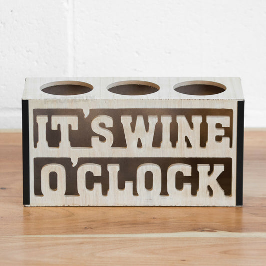 Novelty Wooden It's Wine O'Clock Wine Storage Rack