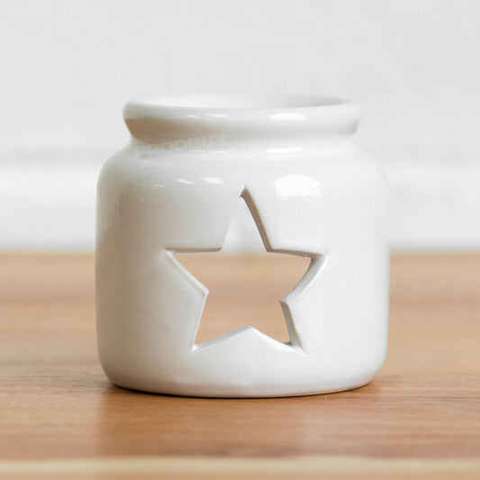 Set of 2 Ceramic White Star Wax Melt Burners