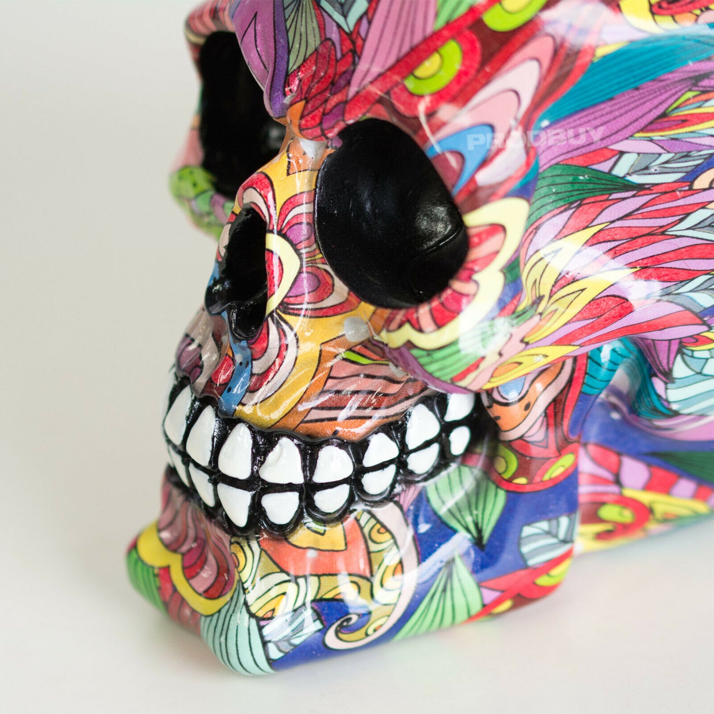 Psychedelic Skull 12cm Small Colourful Hippy Ornament