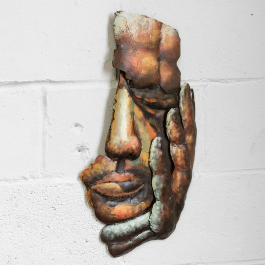 Face of Man Large Metal Wall Art 59cm Abstract Decoration