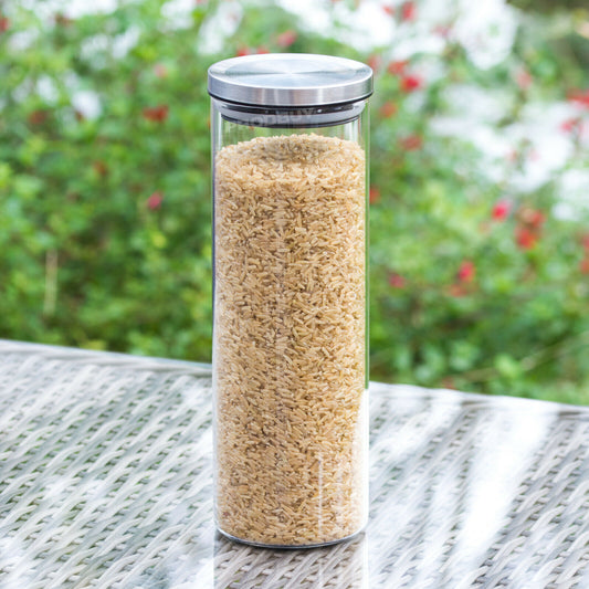 Tall Glass Rice Pasta Storage Canister Jar